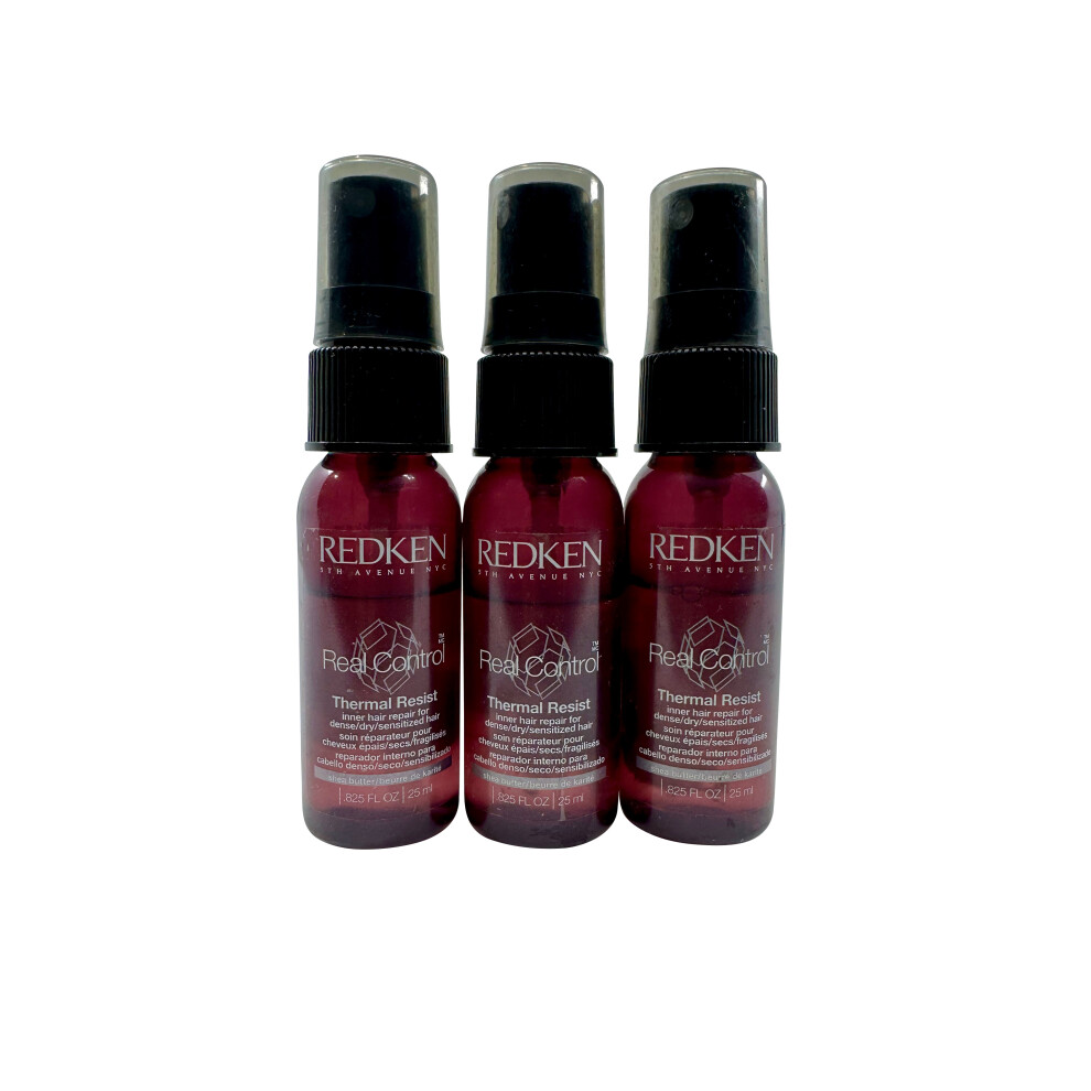 Redken Real Control Thermal Resist Dry, Damaged & Sensitized Hair .825 OZ 3 pack