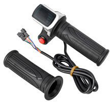 Universal 36V Electric Bicycle Throttle LCD Grip with OFF Cutoff, 22mm Clamp, 1.28m Lead, 350g, Black (Pair) For E-bike, Scooter, Balance Car