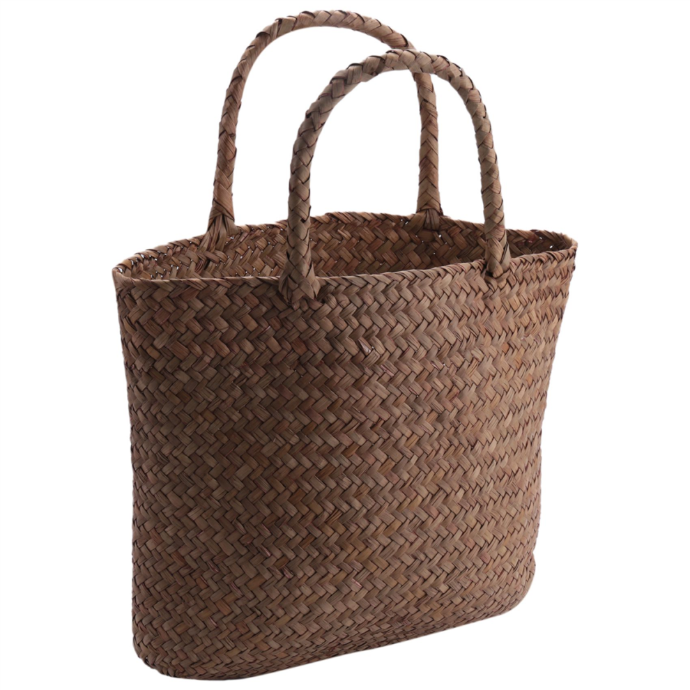 Casual Natural Straw Tote Bag For Women - Woven Braided Wicker Handbag Brown