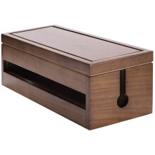 Cable Management Box Wooden Cord Organizer Box (Coffee Color)
