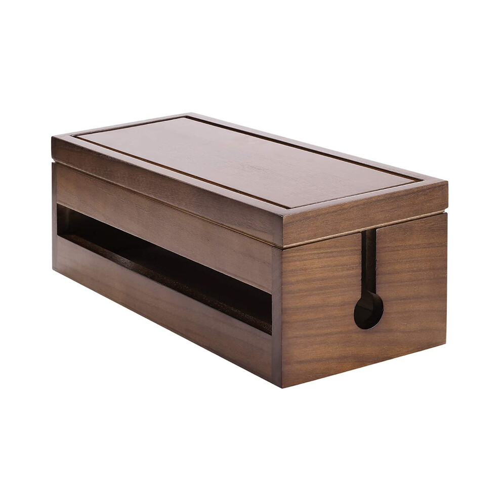Cable Management Box Wooden Cord Organizer Box (Coffee Color)