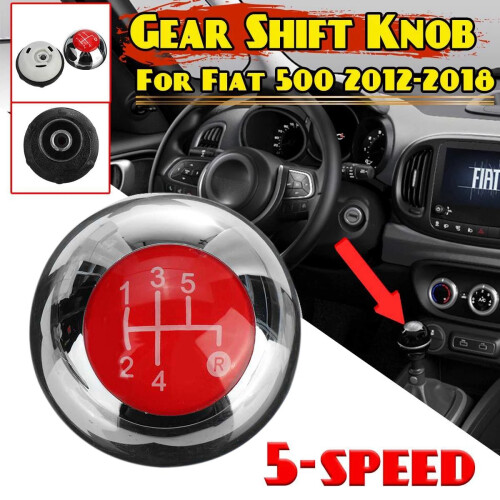 5 Speed Gear Shift Knob for 500 2012-2018 Chrome+Red 55344048 1