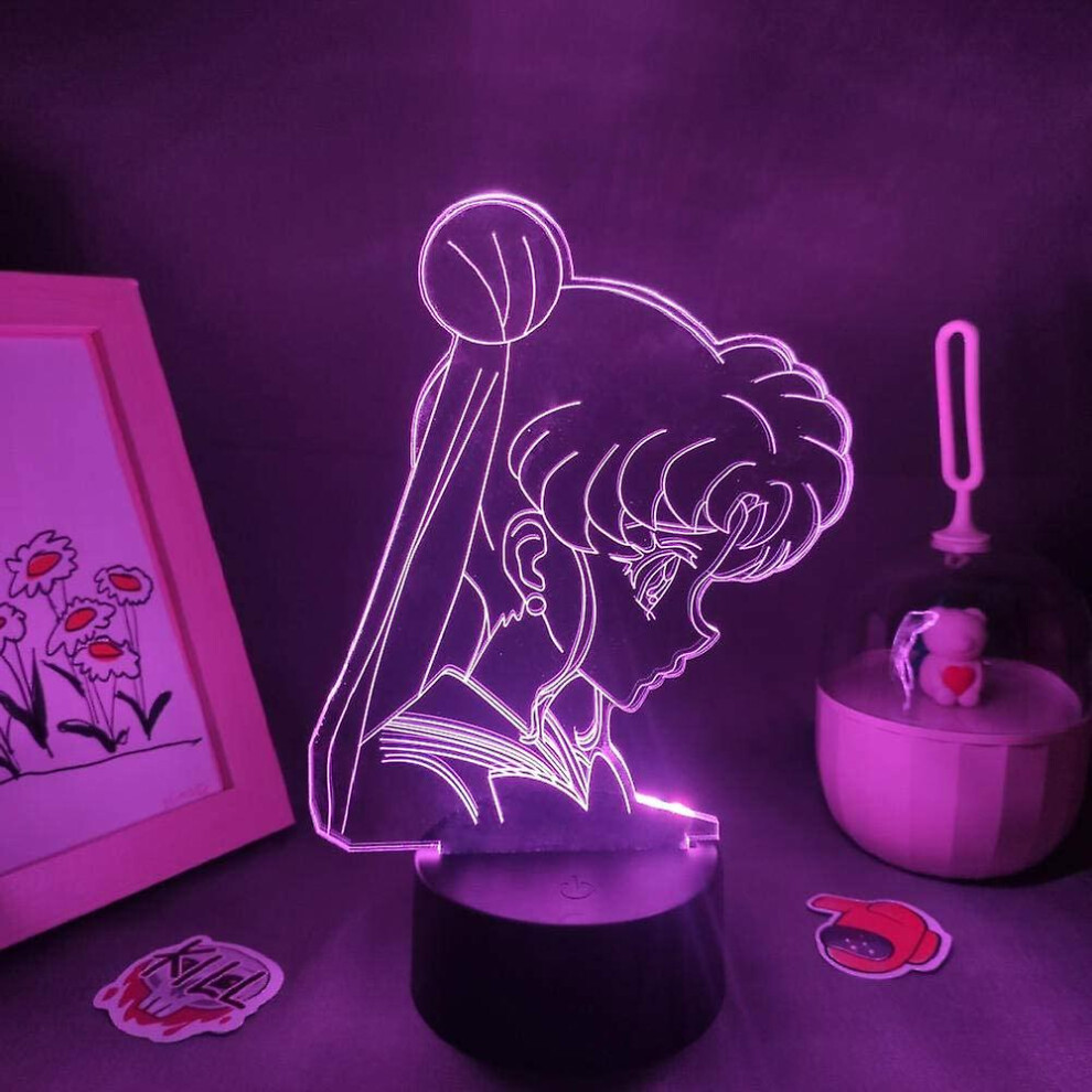Wekity 3d Led Lamp 3d Illusion Lamp Anime Sailor Moon 3d Lamp Sailor Moon Led Night Light For Kids Girl Bedroom Decor Manga Christmas Birthday Gift To