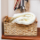 Wicker Basket Rectangular with Handles for Shelves,Water Hyacinth B 4