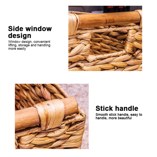 Wicker Basket Rectangular with Handles for Shelves,Water Hyacinth B 2