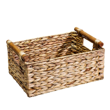 Wicker Basket Rectangular with Handles for Shelves,Water Hyacinth B