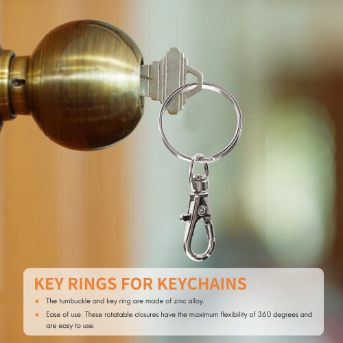 60Pieces Key Ring Clip Hooks Snap Hooks with Split Key Rings (Silver) 2