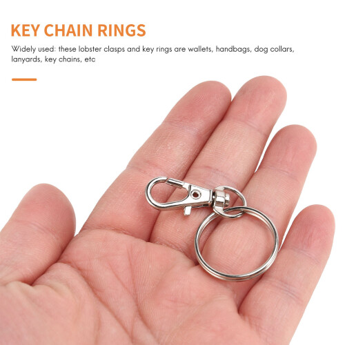 60Pieces Key Ring Clip Hooks Snap Hooks with Split Key Rings (Silver) 1