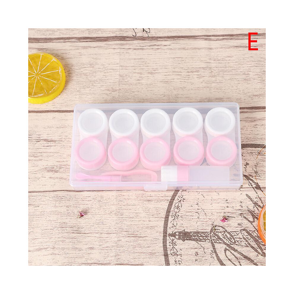 (E) 5 Pairs Contact Lens Case Cosmetic Contact Storage Box With Bottle And Tweezers