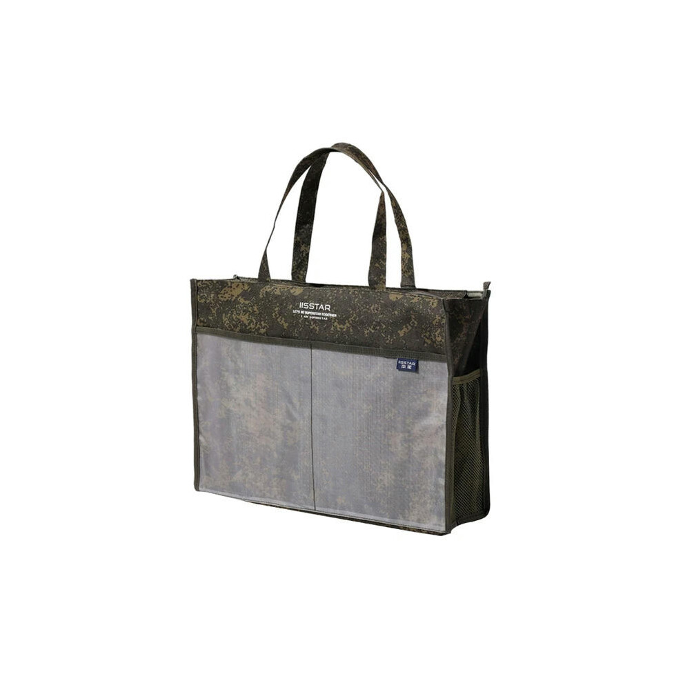 (camouflage) Art Portfolio Bag Transparent Poster Storage Bag with Zipper and Side Pockets A3 Large Capacity Poster Organizer Gift