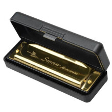 Swan Harmonica 10 Holes Key of C GOLDEN with Case Blues Harp
