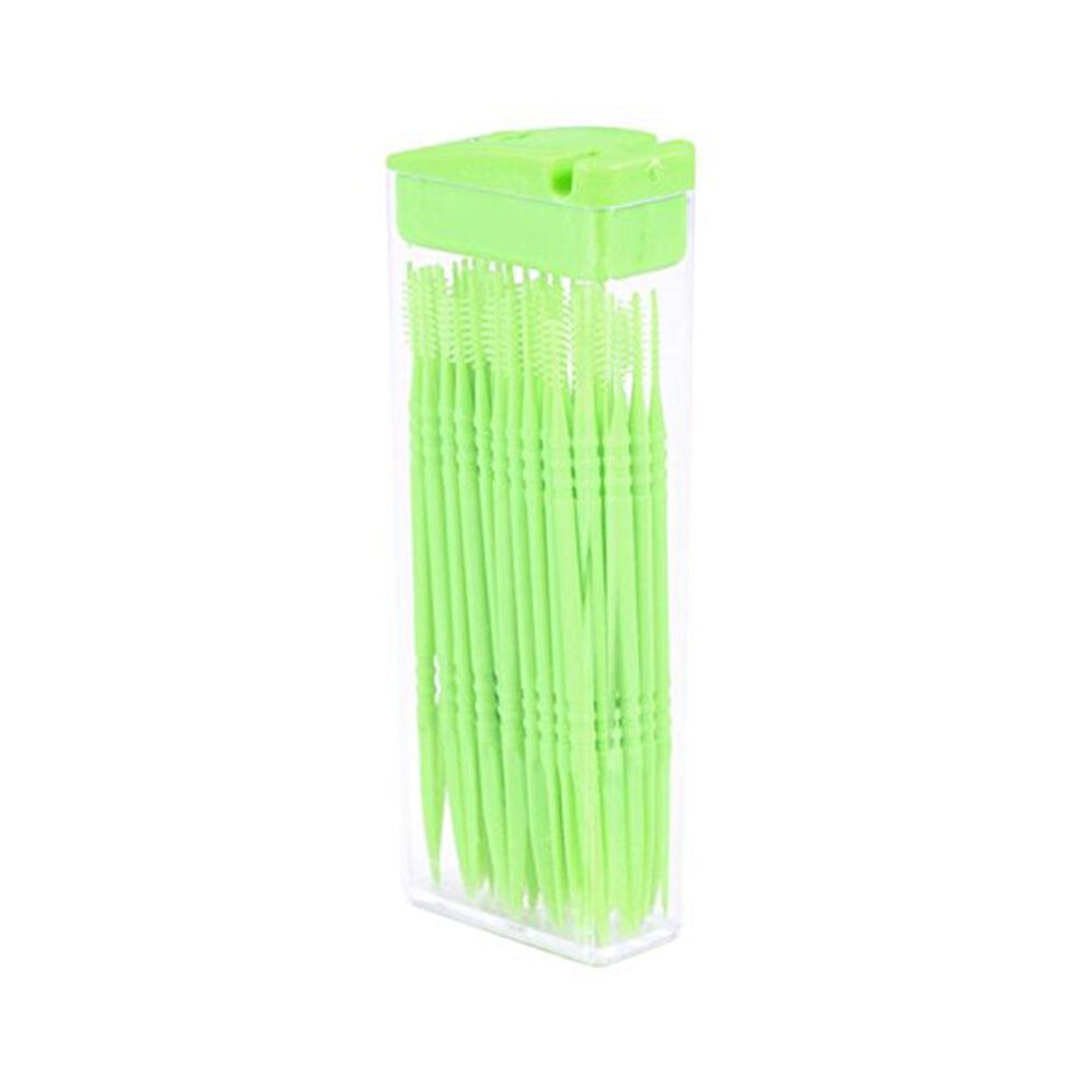 50 Pcs Plastic Toothpicks 2 Way Tooth Picks Interdental Random Color