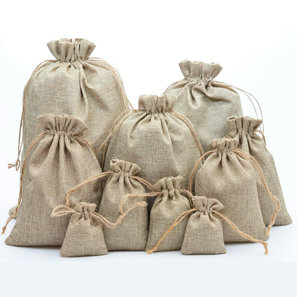 (17x23cm) Natural Jute Drawstring Bags Stylish Hessian Burlap Wedding Favor Holder Gift Bag Pouch For Coffee Bean Candy