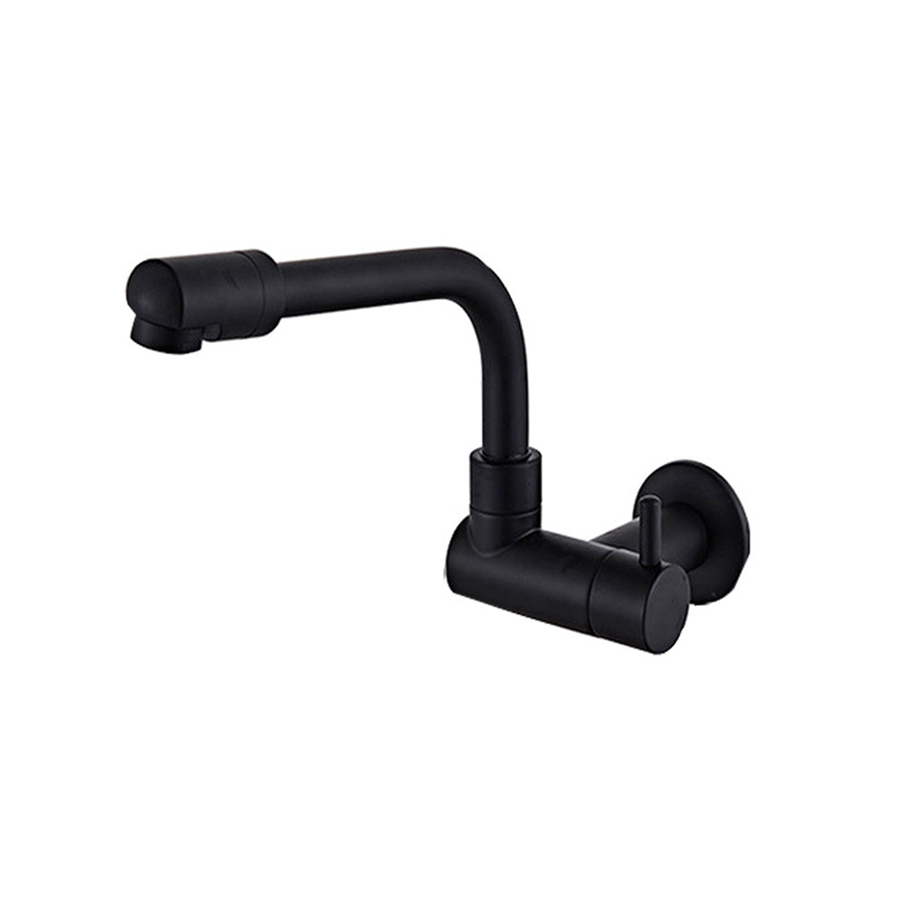 360 Degree Rotating Black Wall Mounted Single Cold Water Mixer Solid 4851529488079