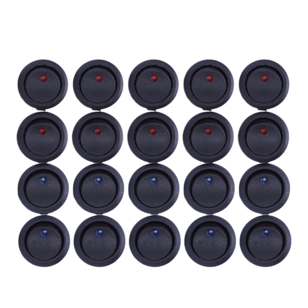 20Pcs 12V 20A 3 Position Terminal Rocker Led Toggle Switch & Blue/Red 4851529493653