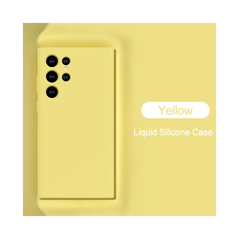 (For Samsung S20ultra, ) Luxury Original Liquid Silicone Case For Samsung Galaxy S23 S20 S21 S22 Ultra S10 Plus Fe A54 A53 A52 A51 A33 A32 A71 P Yellow 9352652924199