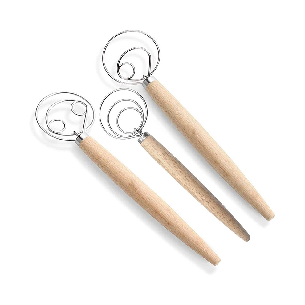 Danish Dough Whisk Bread Mixer,3 Pcs Stainless Steel Dutch Whisk