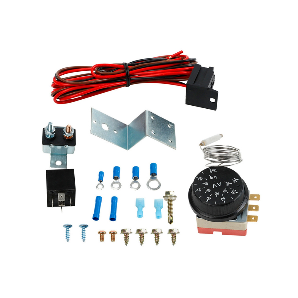 12V Electric Radiator Fan Thermostat Kit Cooling Fan For Car Truck 4851529404352
