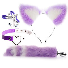 (Purple 1) 4pcs Metal Massager Fox Tail Role Play Cosplay
