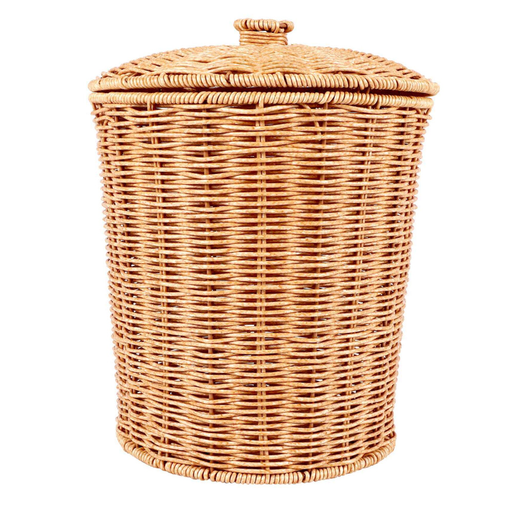 Woven Basket Trash Can Round with Lid Planter Woven Baskets Wicker