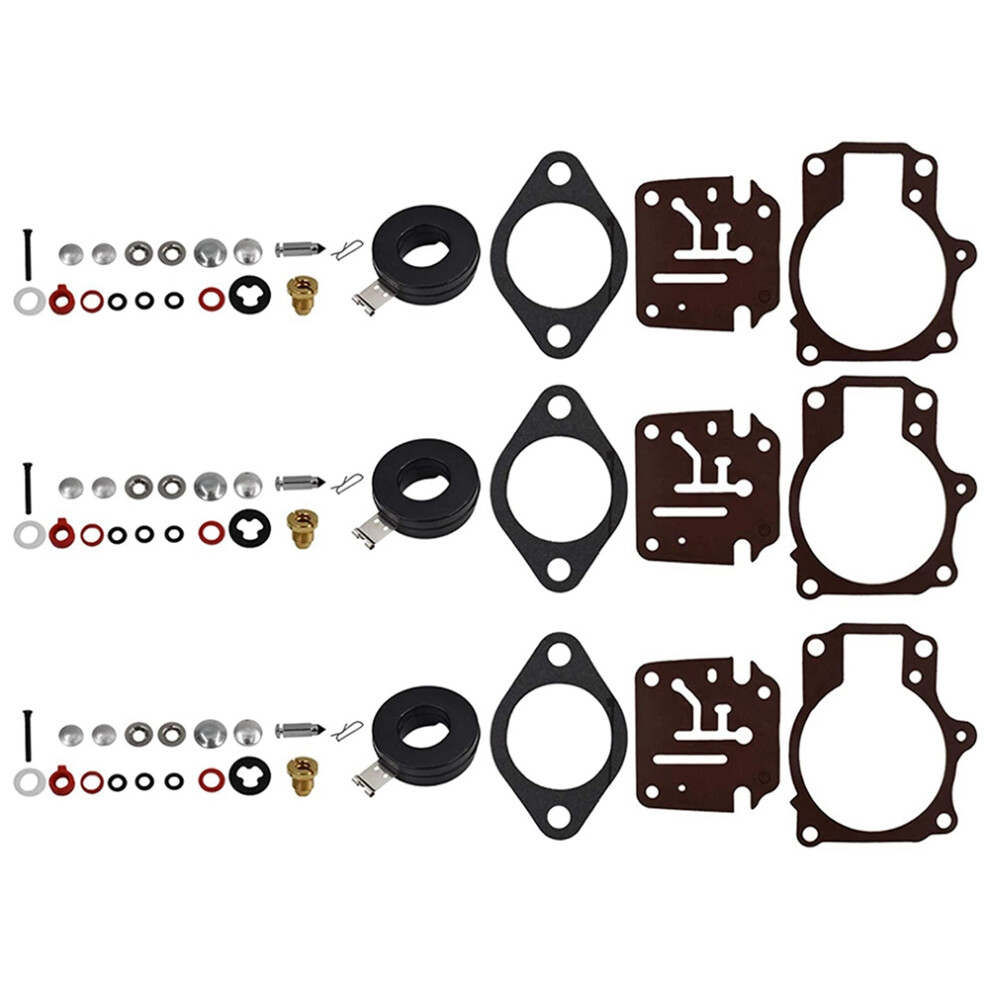 3 X Carburetor Rebuild Repair Kit And Float Fit Evinrude 4851529419806