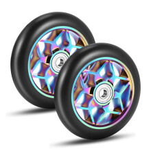 2 Pcs 110mm Scooter Wheels Pu Wheels Thick Stunt with Bearings(Black)