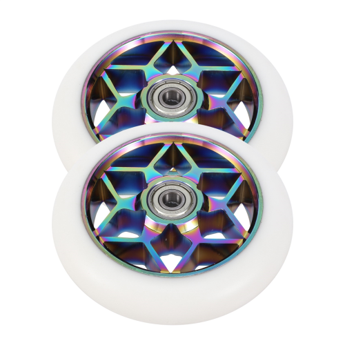 2 Pcs 110mm Scooter Wheels Pu Wheels Thick Stunt with Bearings(White) 1