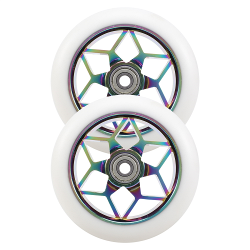 2 Pcs 110mm Scooter Wheels Pu Wheels Thick Stunt with Bearings(White) 2