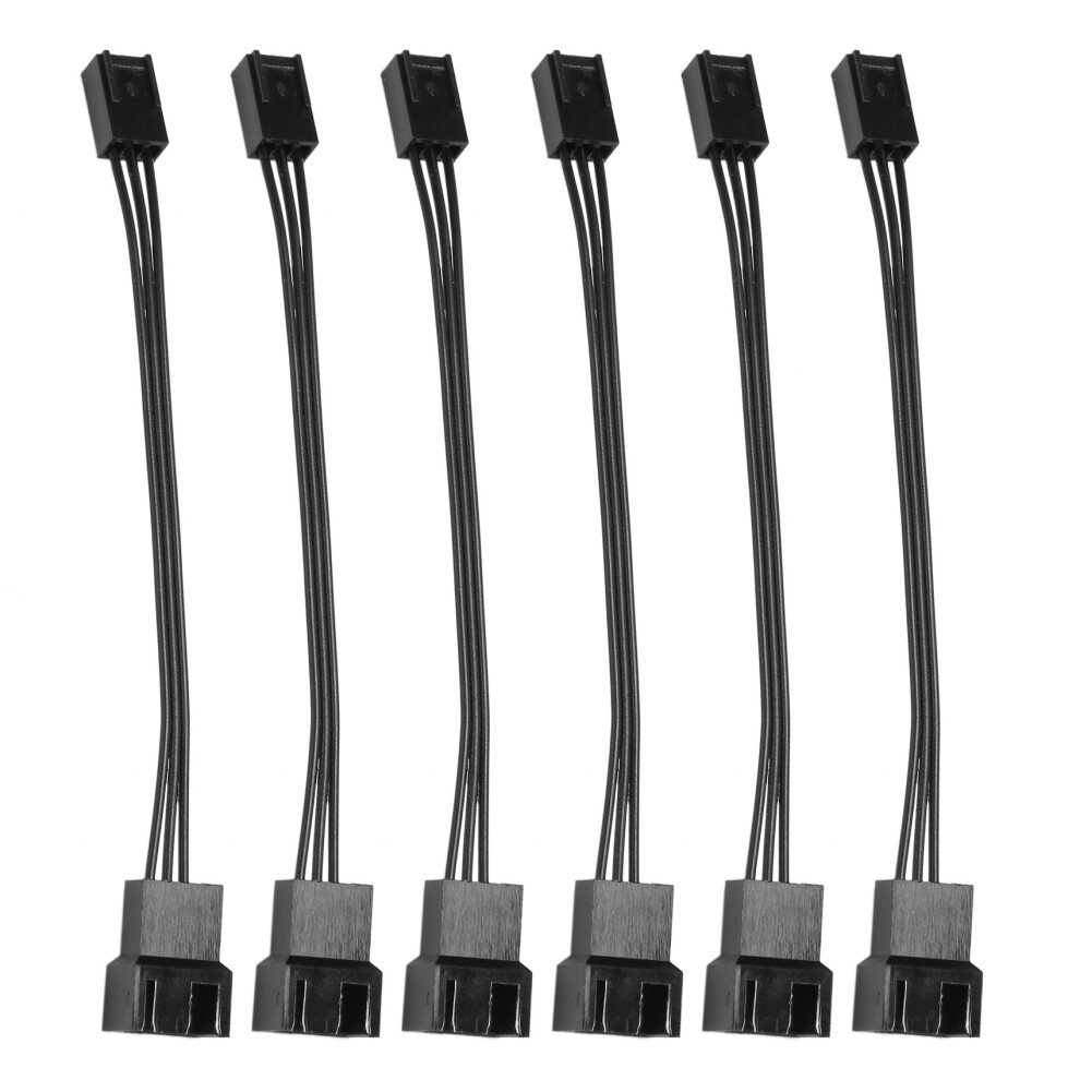 6Pcs 4Pin Pwm To 3Pin Standard Fan Adapter Cable Black 4851529423315