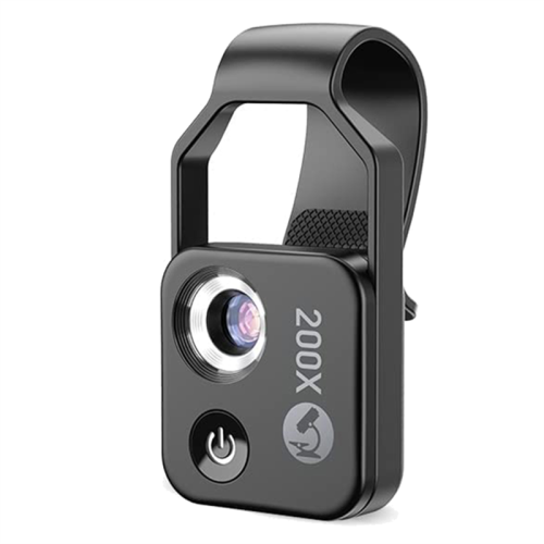 200X Cell Phone Microscope with Lens, with Light/Universal Clip