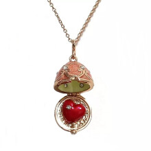 Handmade Enamel Faberge Easter Egg Pendant Jewelry Necklace Antique Bronze Medallion Crystal Heart Inside Gift For Girls