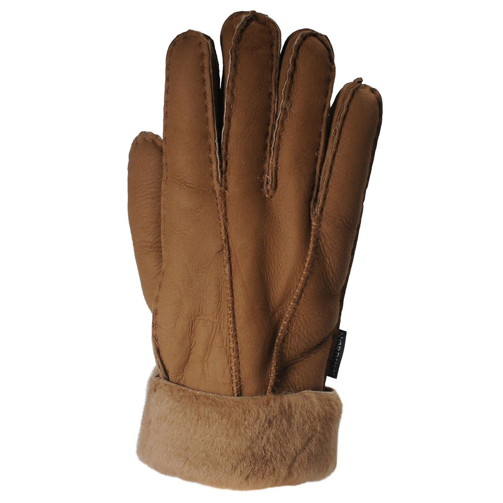 Womens Sheepskin Gloves - Fold Back Cuff - Suede  301-100