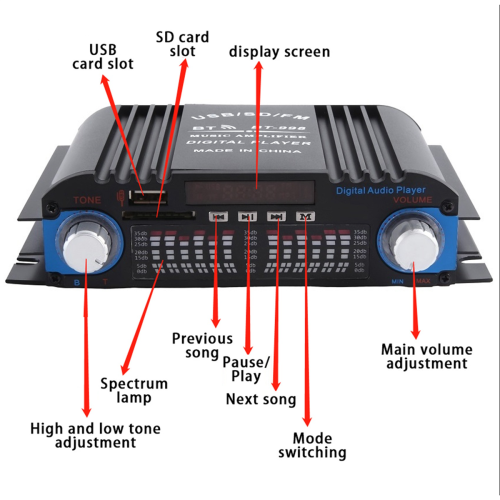 HiFi Sound Amplifier Audio Amplifier Bluetooth Karaoke Player Black 1