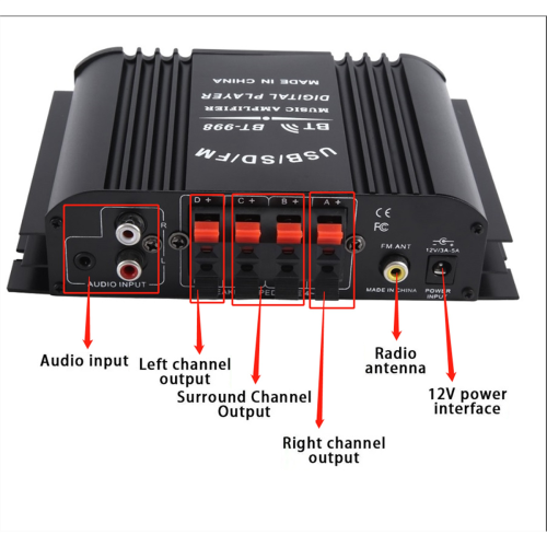 HiFi Sound Amplifier Audio Amplifier Bluetooth Karaoke Player Black 2