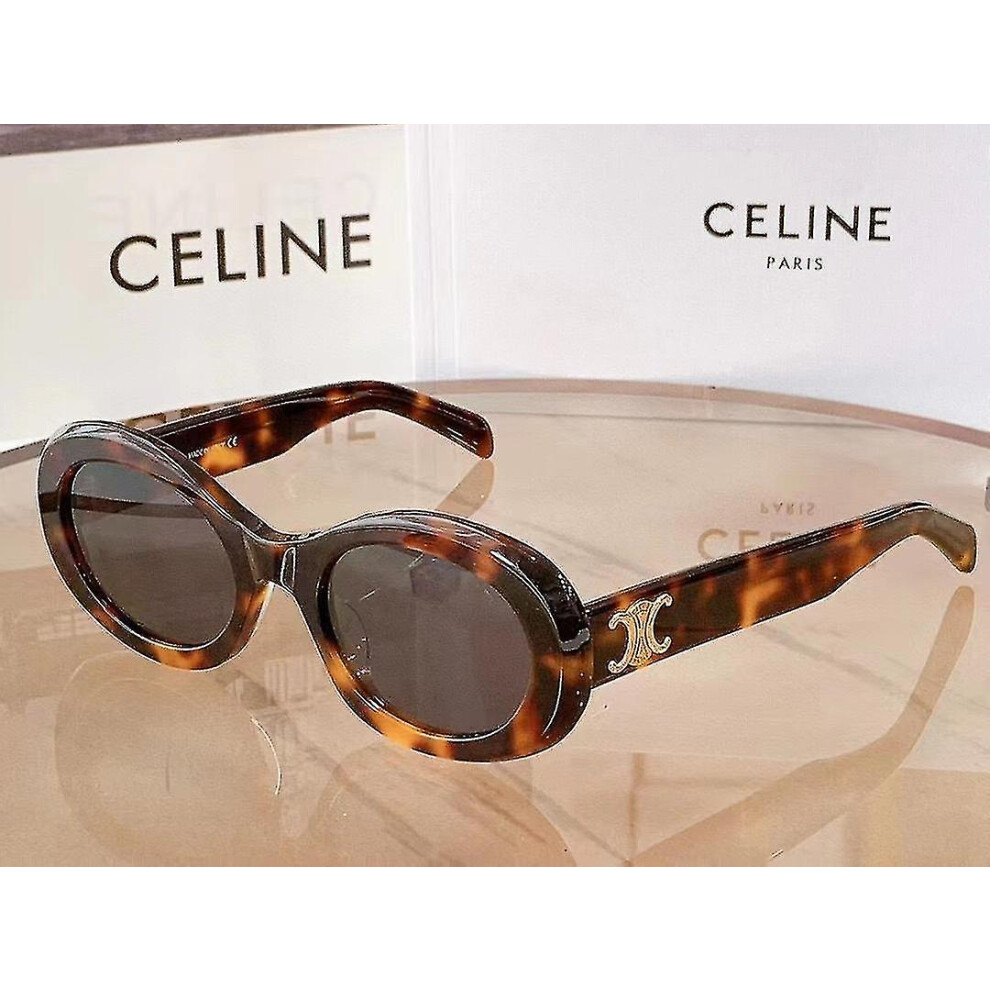 High Quality Celinn Selin Internet Celebrity Arc De Triomphe Sunglasses Golden Logo Oval Sunglasses