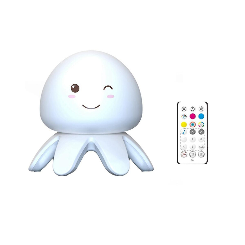 Jellyfish Night Lamp with Remote Control Music Color Changing 1200MAh USB Rechargeable Silicone Bedside Light