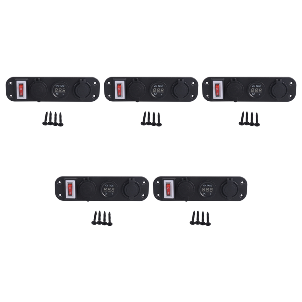 5X 4 In 1 Dual Qc3.0 Power Charger C-Igarette Lighter Socket Digital Voltmeter With Rocker Switch 4852494583394