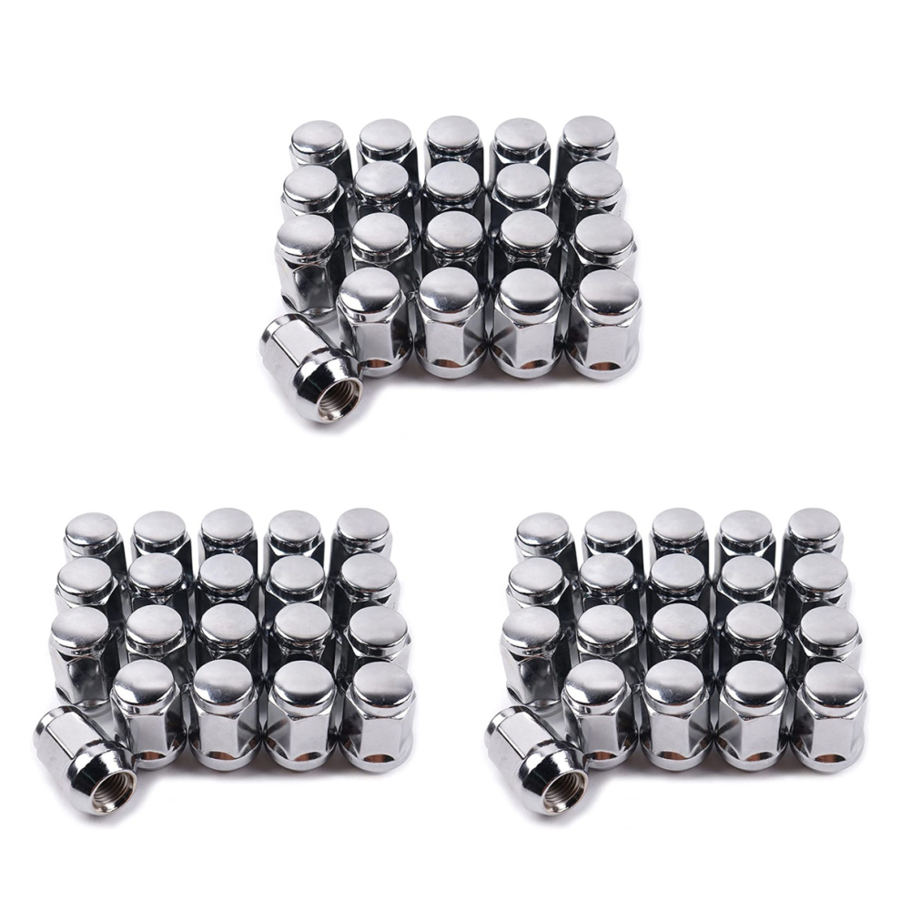 60Pcs 14X1.5 Lug Nuts - 19Mm Lug Nut 1.38 Inch Tall 3/4 Inch Hex Chrome Lug Nuts, For 1999-2021 Chevy Ado 1500 Silver 4852494586012