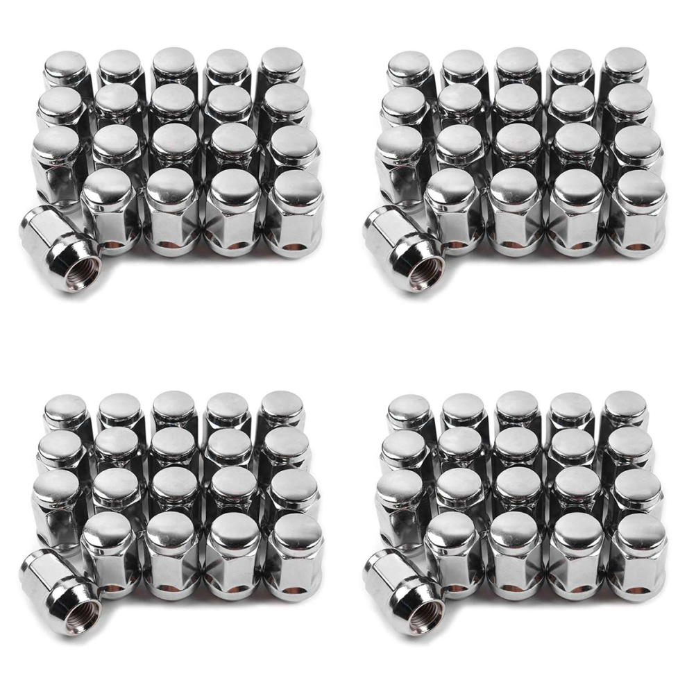 80Pcs 14X1.5 Lug Nuts - 19Mm Lug Nut 1.38 Inch Tall 3/4 Inch Hex Chrome Lug Nuts, For 1999-2021 Chevy Ado 1500 Silver 4852494575764
