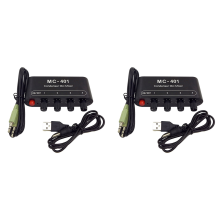 2X New Mini Audio Mixer Condenser Microphone Mixer Four-In-One Microphone Amplifier for Computer Mobile Phone Sound Card