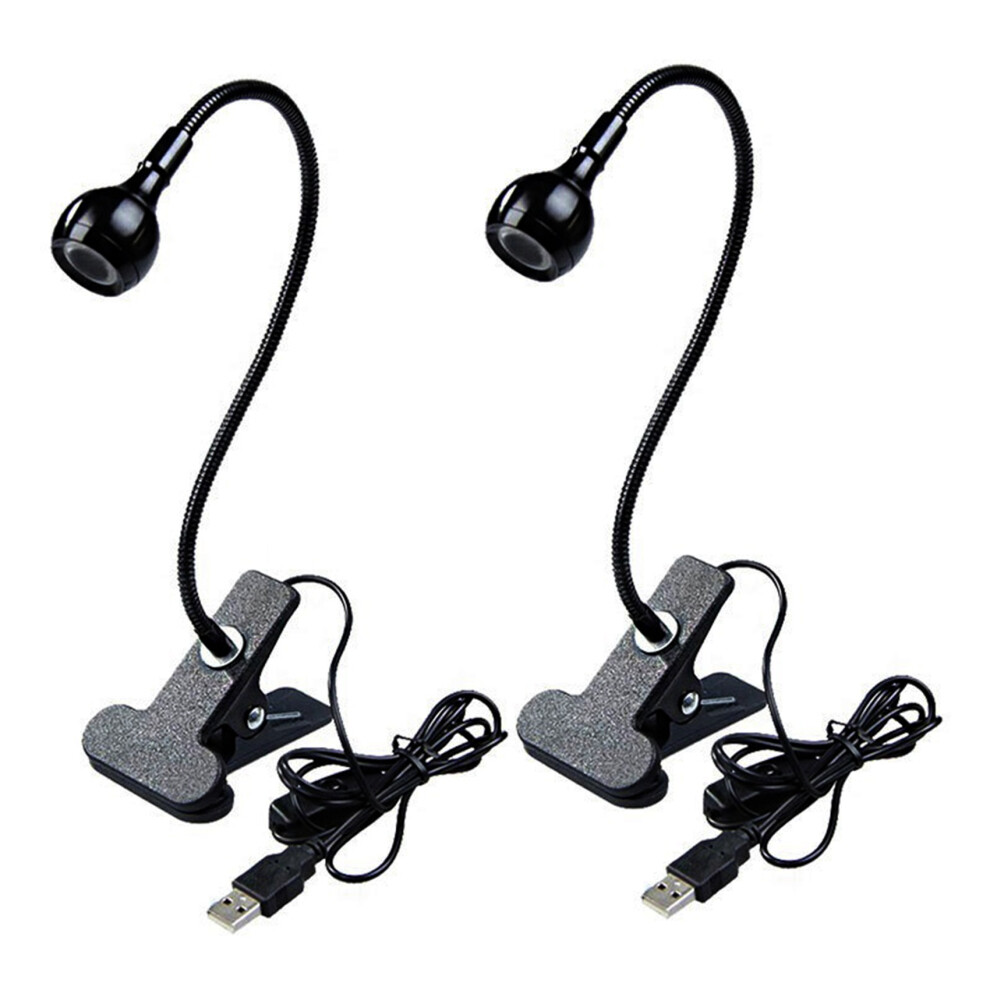 2X 3W Optical Microscope LED Table Clip Light Source USB Desk Clip-On Dimming Spotlight,Warm White