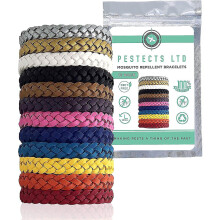 Pestects Mosquito Repellent Bracelet 1/12 Pack, Adjustable Leather Deet-free Bands