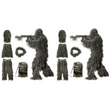 2X 5 in 1 Ghillie Suit,3D Camouflage Outdoor Hunting Apparel Including Jacket,Pants,Hood,Carry Bag for Adults Kids Youth