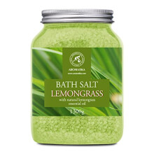 Bath Salts w/Natural Essential Lemongrass Oil 1300g - Sea Salt Bath for Good Sleep - Bathing - Body Care - Wellness Beauty Relaxation, Aromatherapy