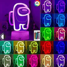 Wekity Among Us Night Light For Kids,3d Illusion Table Lamp 16 Colors Changed With Remote Control, Game Usb Charge Led Light For Children Gift Bedroom