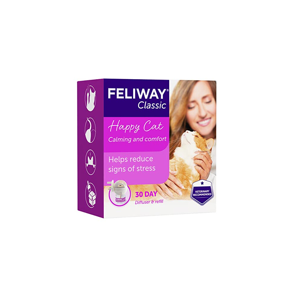 FELIWAY Classic 30 day starter kit. Diffuser and Refill. Comforts cats and helps solve helps solve behavioural issues and stress