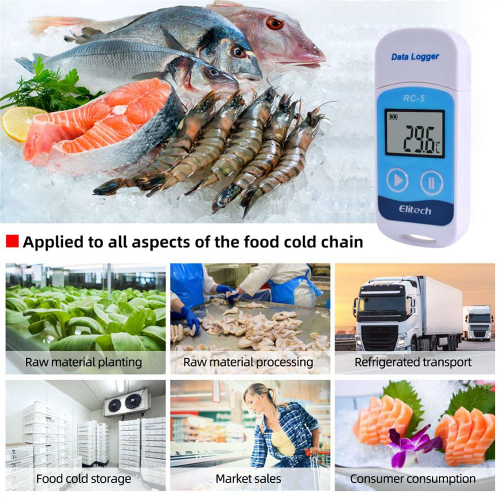 Melitt 8X Elitech Rc-5 High-Precision Digital Usb Temperature Data Logger For Warehouse Storage Refrigerated Transport
