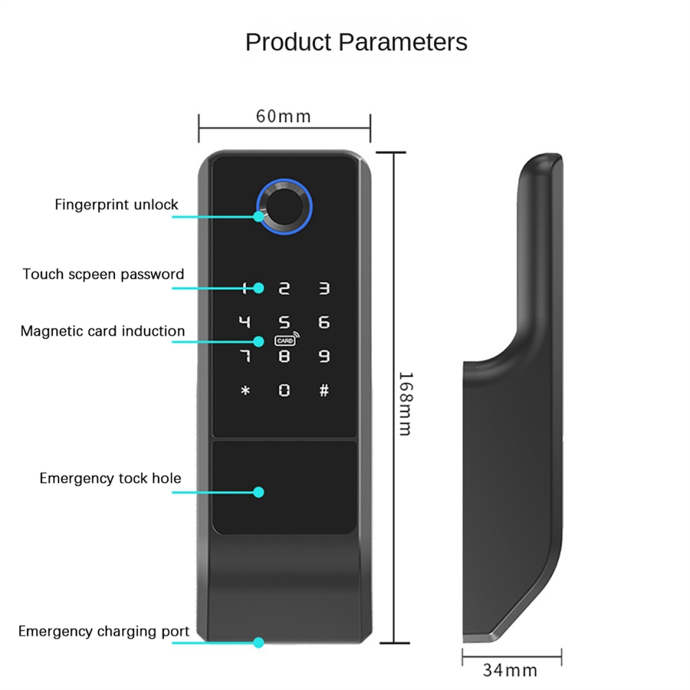 2X Waterproof Tuya Wifi Smart Door Lock Digital Password Double Fingerprint Electronic Rim Lock 4852494578192
