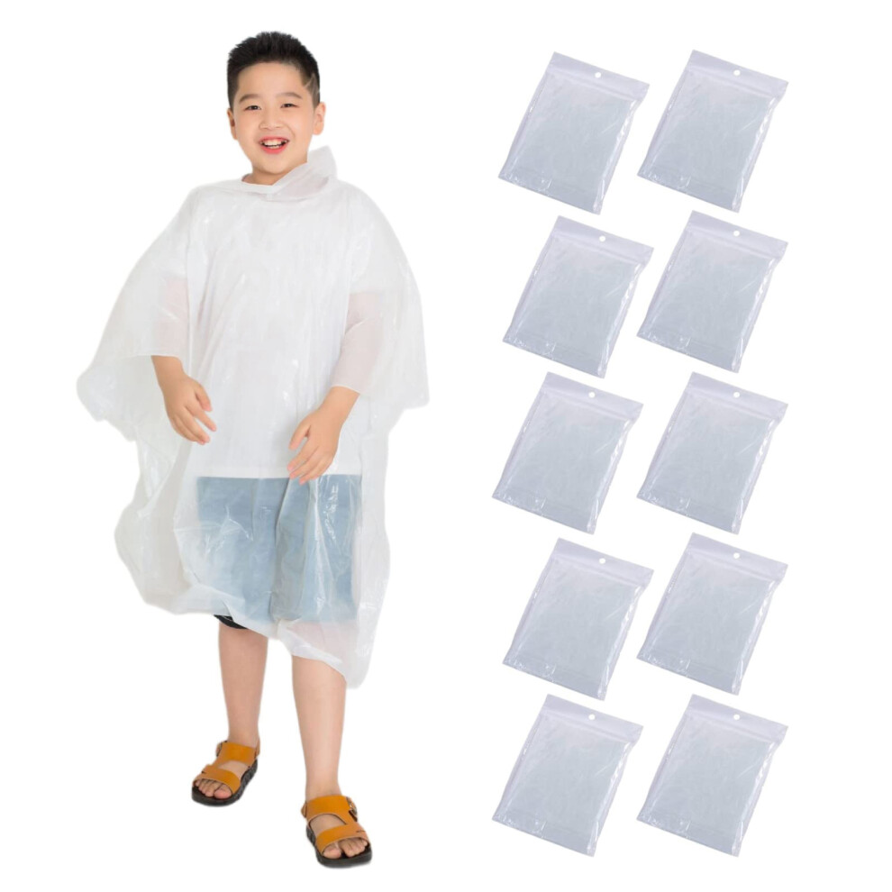 Portable Disposable Rain Ponchos for Kids,10 Pack Lightweight Clear Outdoor Activities Raincoat for 6-14 Boys and Girls-image-OPC-PDNX2NK-NEW