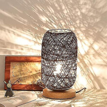 Modern Bamboo And Rattan Bedside Lamp - Creative Modern Table Lamp With Wooden Base - Personalized Decoration - Dimmable Led Lamp - Bedside Lamp For L